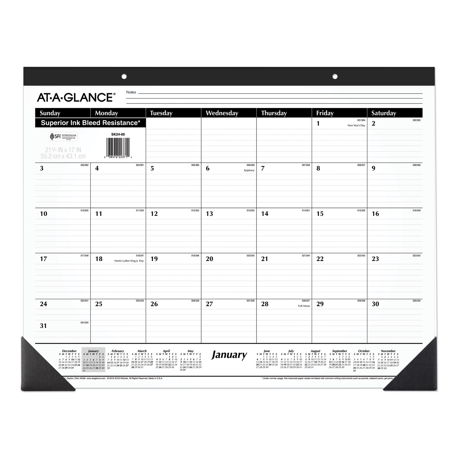  AT-A-GLANCE SK24-00 Ruled Desk Pad, 22 x 17, 2020 (AAGSK2400) 