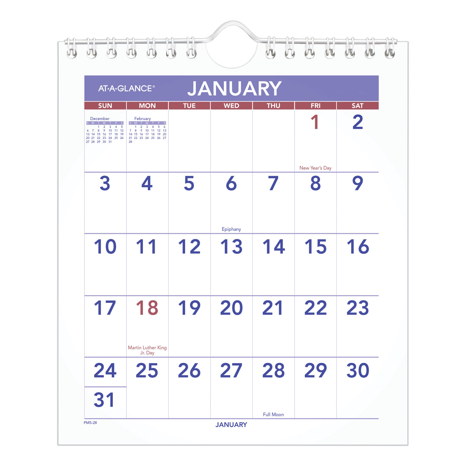  AT-A-GLANCE PM528 Mini Monthly Wall Calendar, 6 1/2 x 7 1/2, White, 2020 (AAGPM528) 