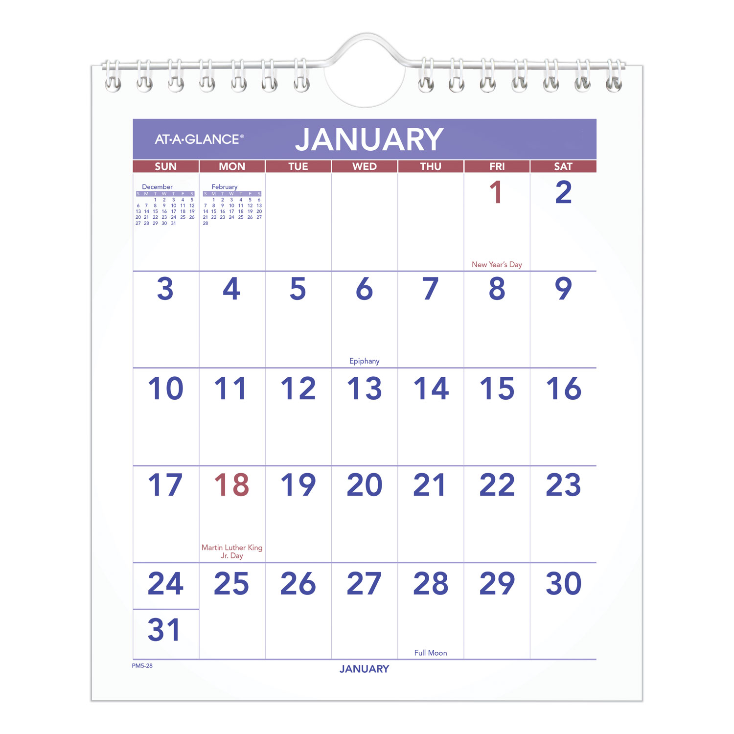 Mini Monthly Wall Calendar, 7 x 8, White, 2021 NuLeaf Office Solutions