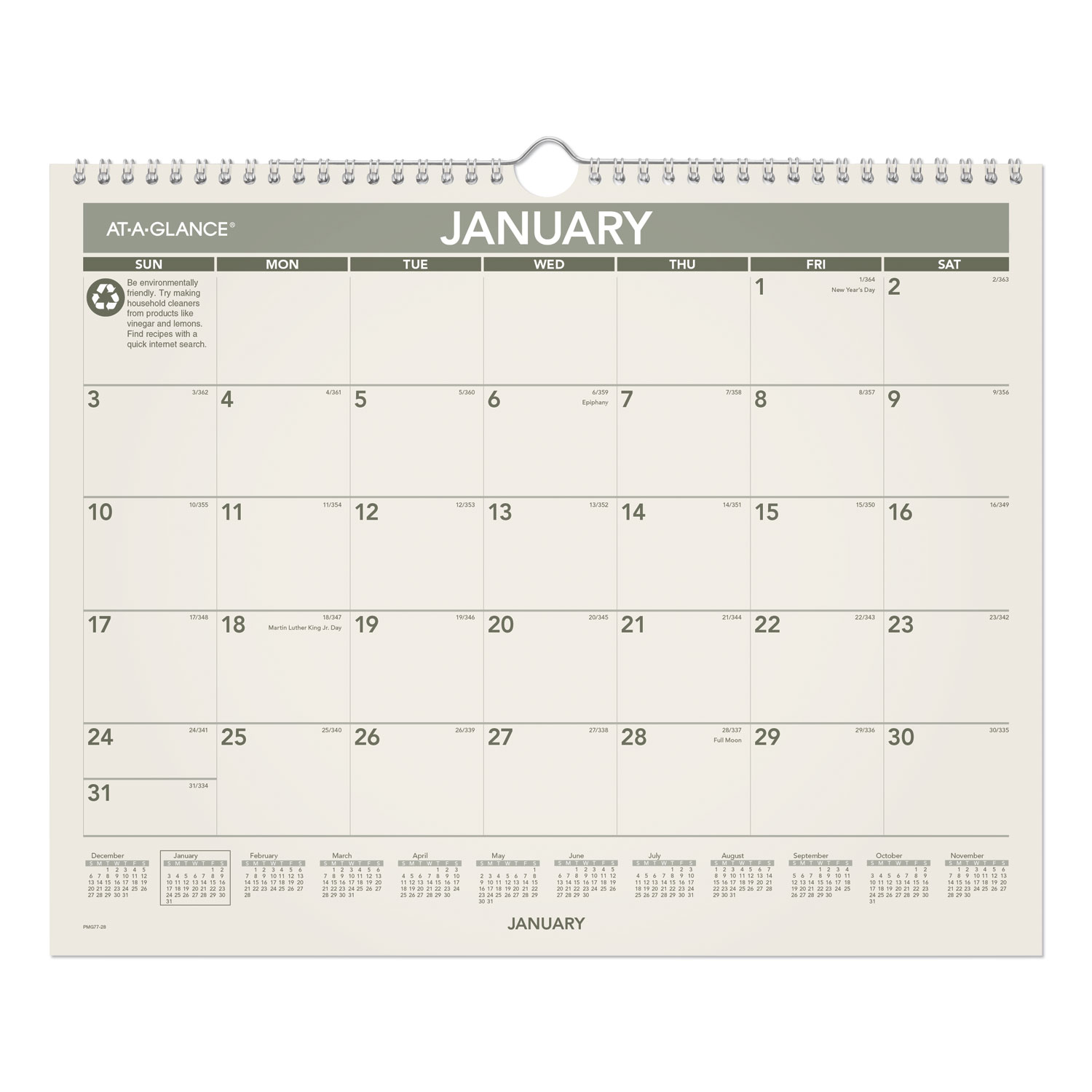  AT-A-GLANCE PMG7728 Recycled Wall Calendar, 15 x 12, 2020 (AAGPMG7728) 