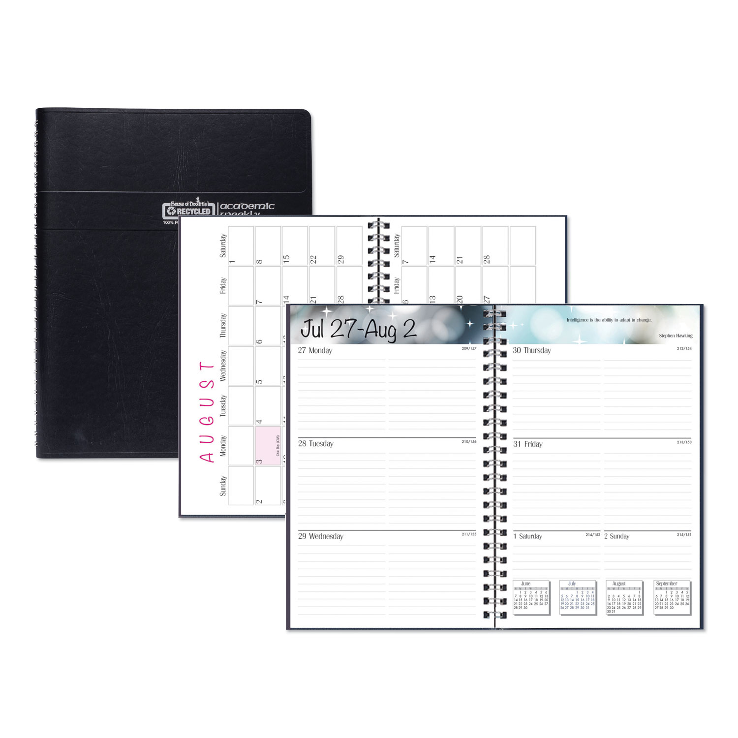 Recycled Academic Weekly/Monthly Appointment Book/Planner, 8 x 5, Black, 2020-2021