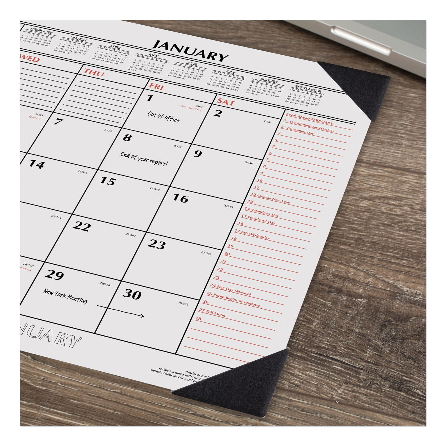 two-color-monthly-desk-pad-calendar-22-x-17-white-sheets-black-corners-12-month-jan-to-dec