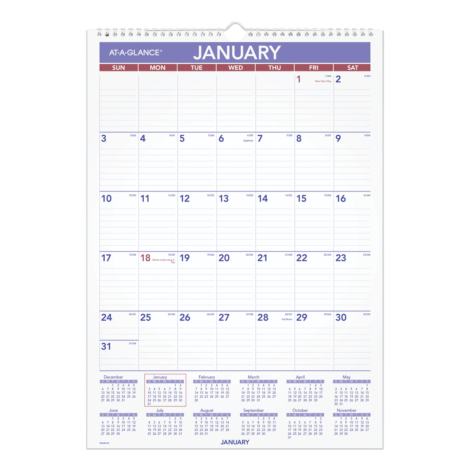  AT-A-GLANCE PMLM02-28 Erasable Wall Calendar, 12 x 17, White, 2020 (AAGPMLM0228) 