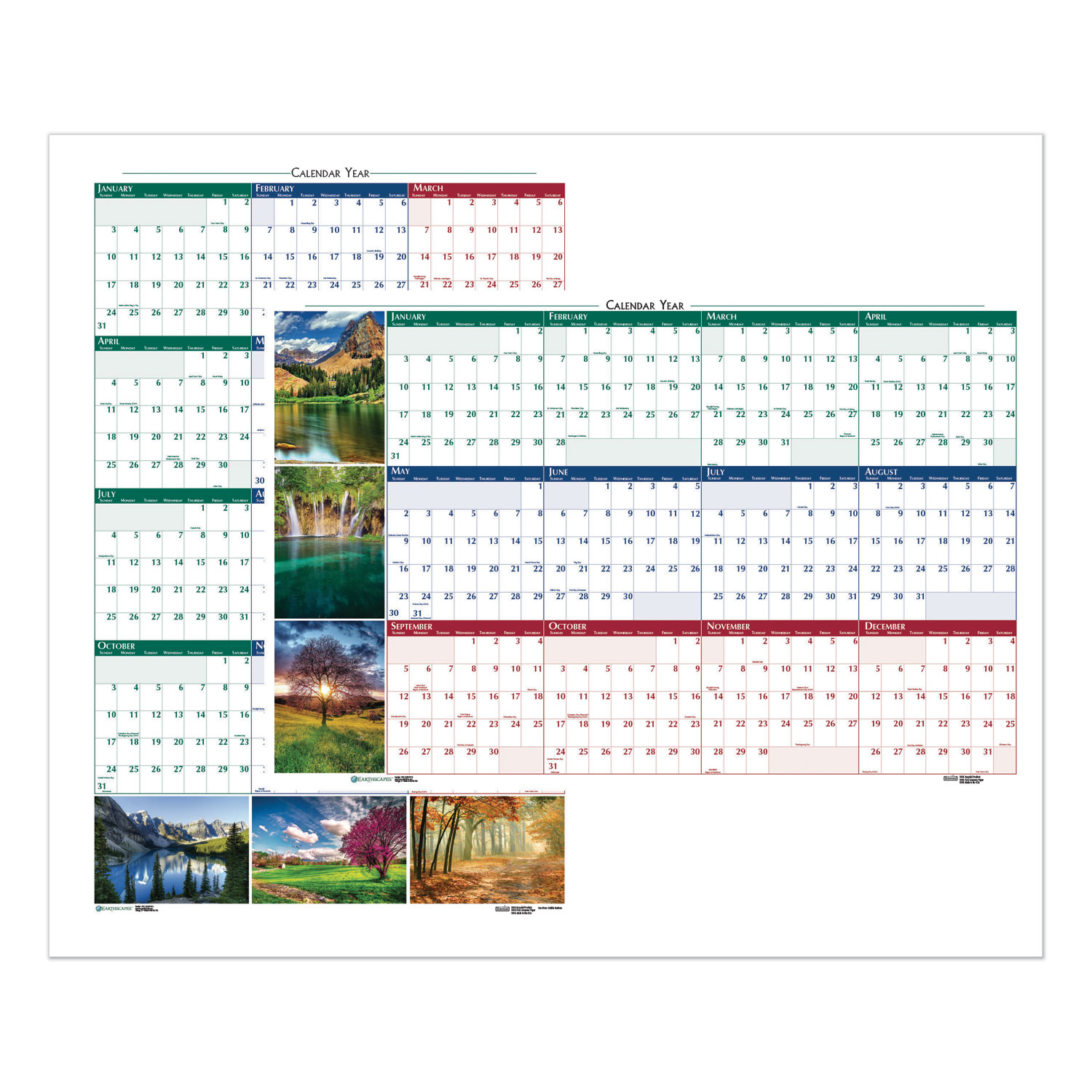  House of Doolittle 393 Recycled Earthscapes Nature Scene Reversible Yearly Wall Calendar, 24 x 37, 2020 (HOD393) 