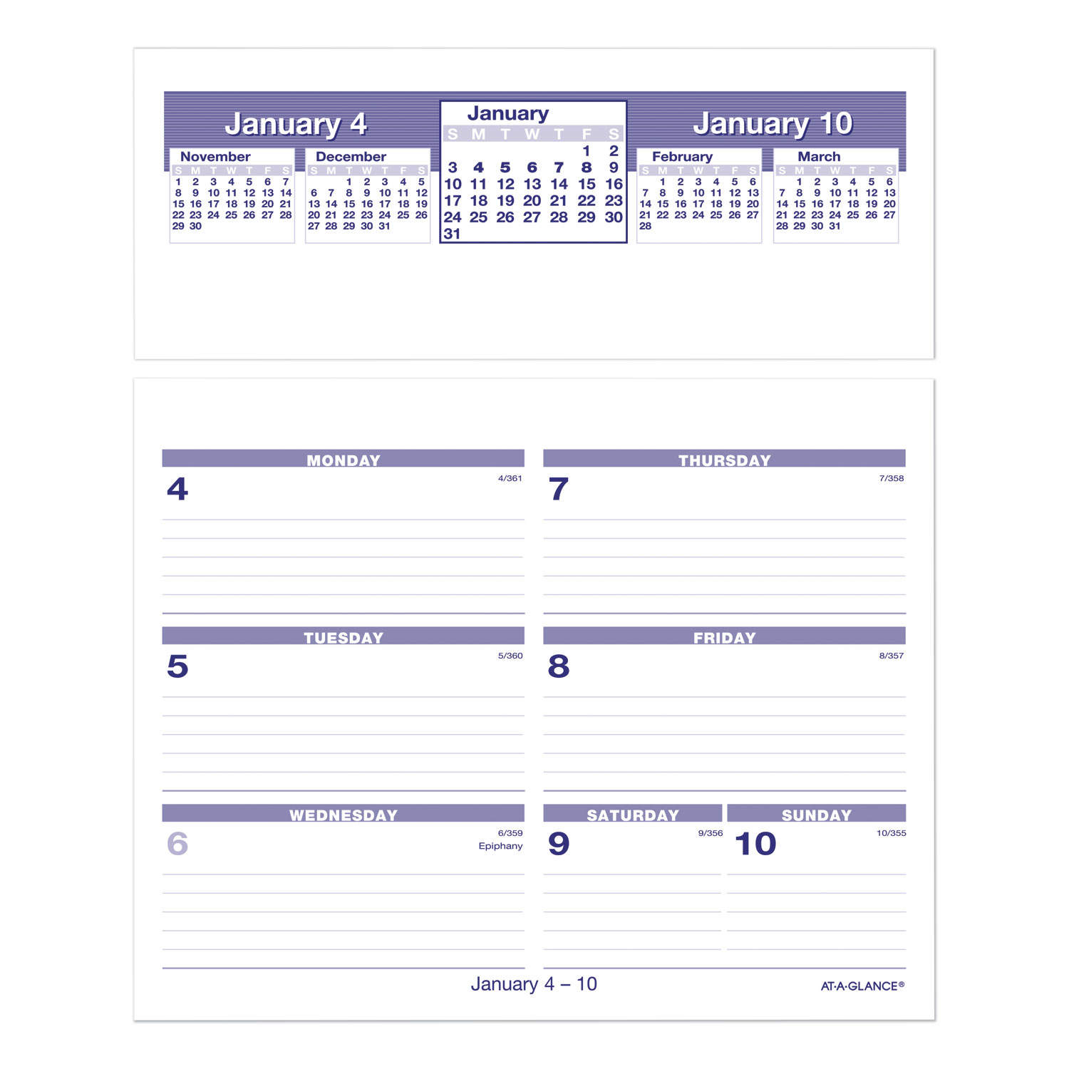 Flip-A-Week Desk Calendar Refill, 7 x 6, White, 2021