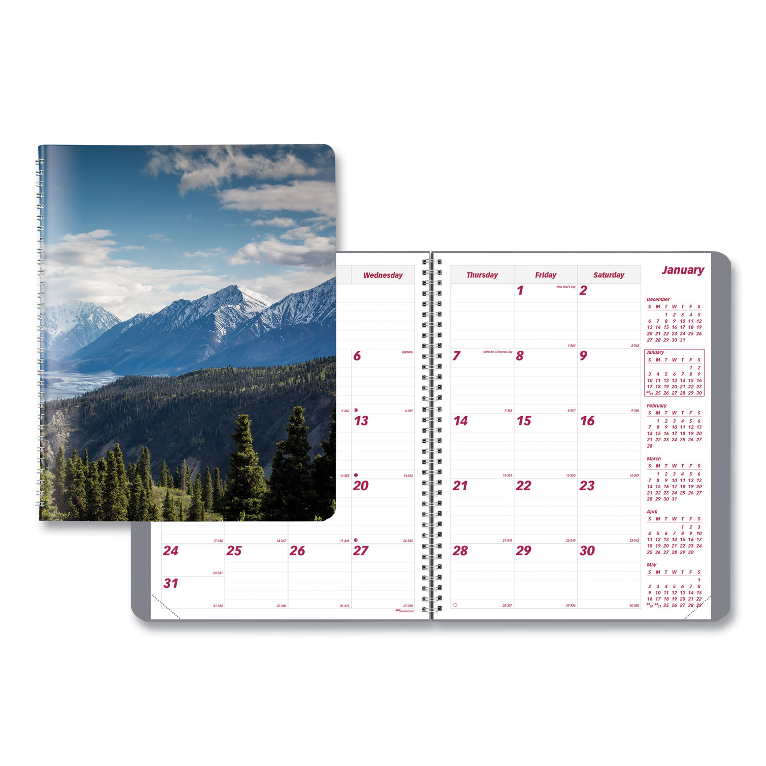  Brownline CB1262G.04 Mountains 14-Month Planner, 11 x 8.5, Blue/Green/Black, 2021 (REDCB1262G04) 