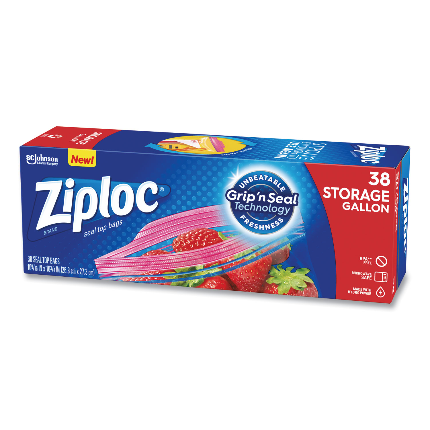 Ziploc® Double Zipper Storage Bags, 1 gal, 1.75 mil, 10.56