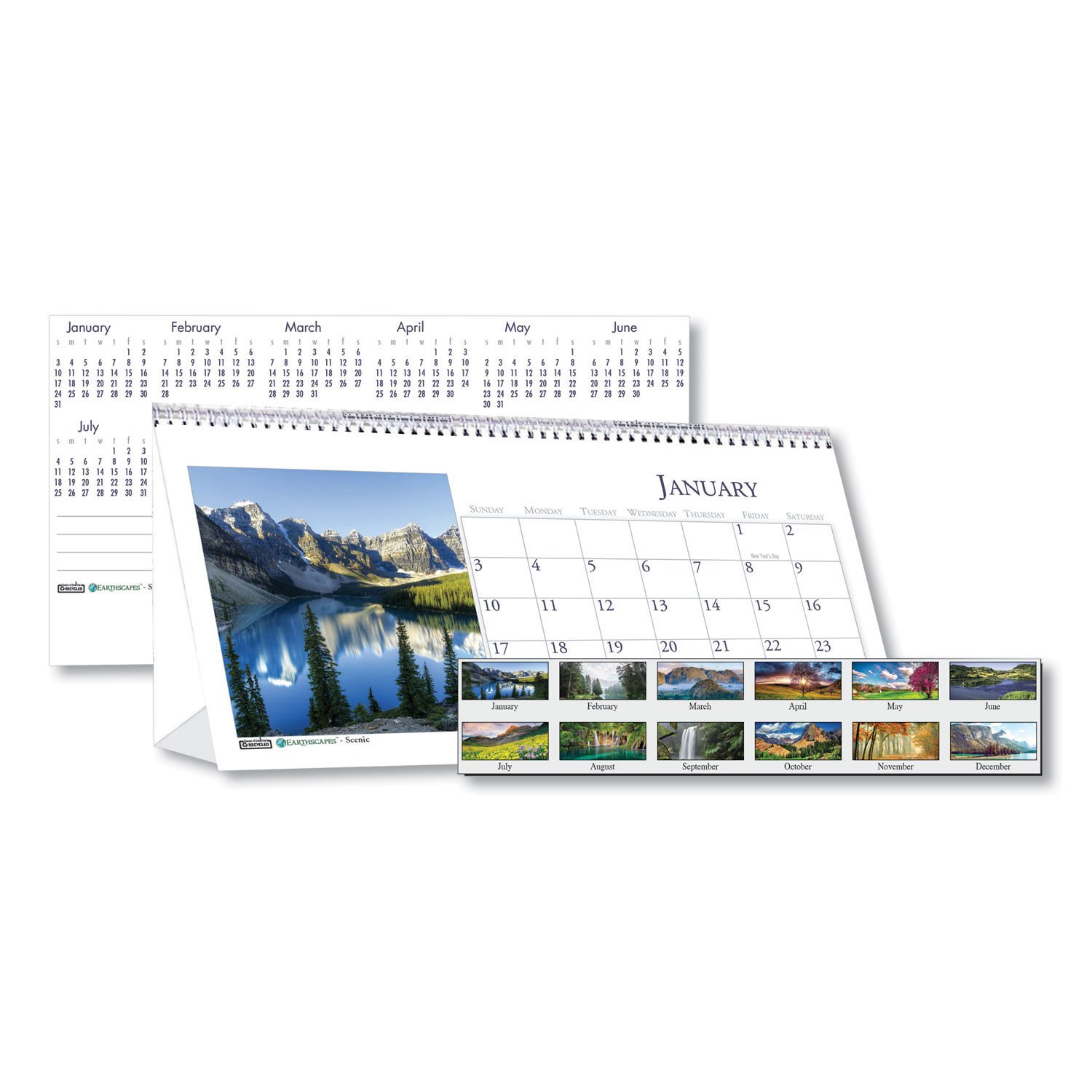  House of Doolittle 3649 Recycled Scenic Photos Desk Tent Monthly Calendar, 8 1/2 x 4 1/2, 2020 (HOD3649) 