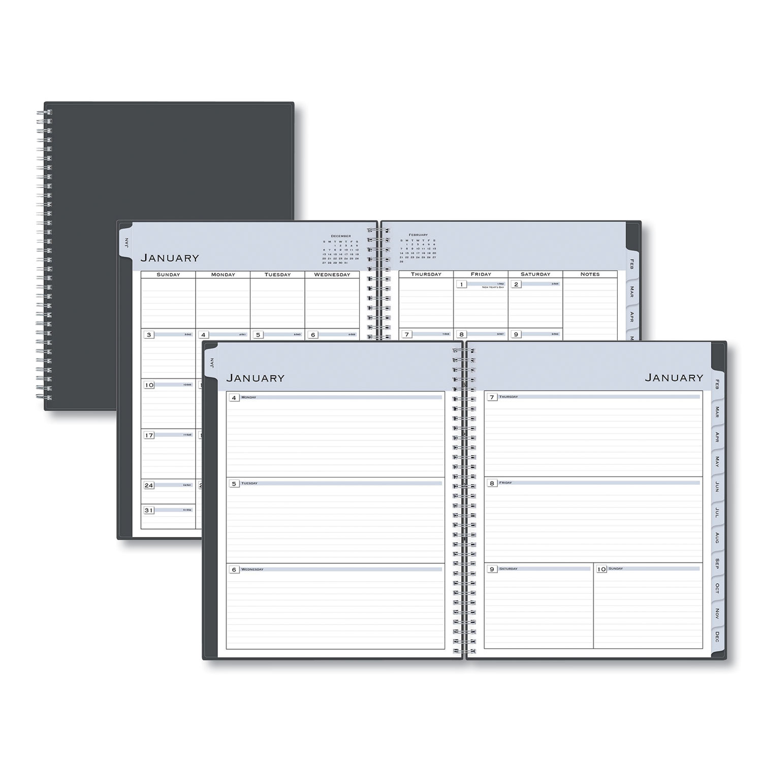 Blue Sky 100008 Passages Weekly/Monthly Wirebound Planner, 11 x 8 1/2, Charcoal, 2020 (BLS100008) 