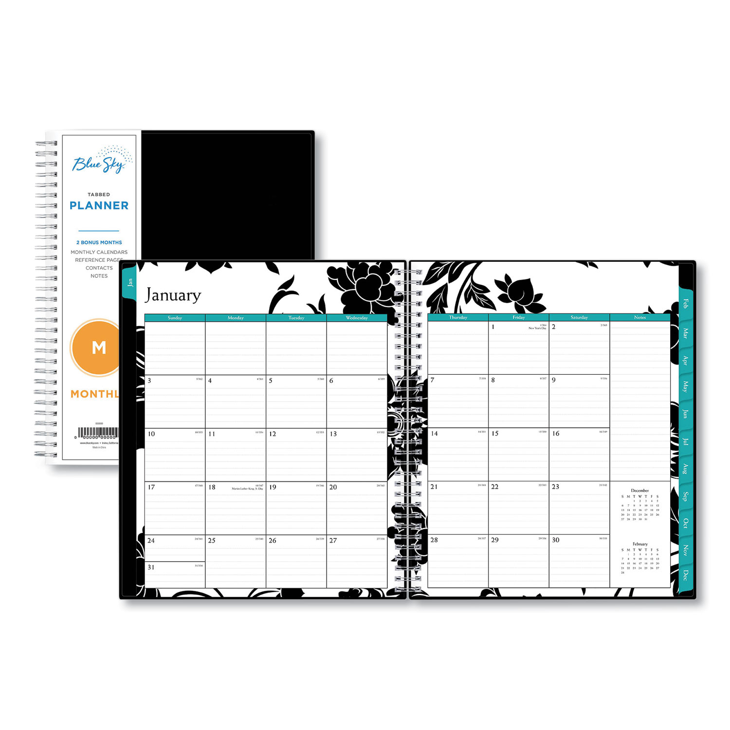  Blue Sky 100004 Barcelona Monthly Planner, 10 x 8, Black Cover, 2020 (BLS100004) 