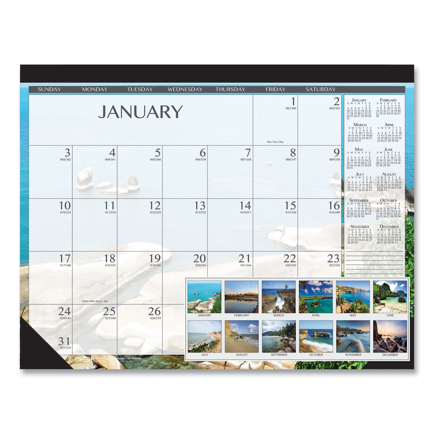  House of Doolittle 138 100% Recycled Earthscapes Seascapes Desk Pad Calendar, 22 x 17, 2020 (HOD138) 