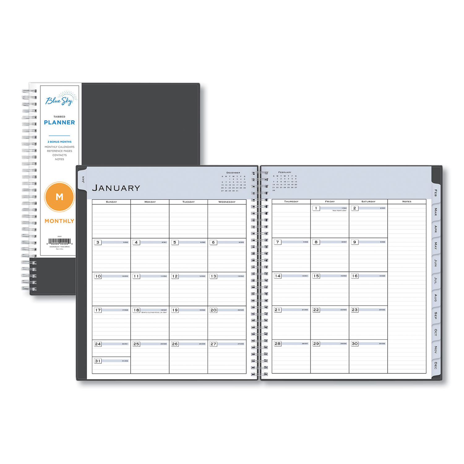  Blue Sky 100011 Passages Monthly Wirebound Planner, 10 x 8, Charcoal, 2020 (BLS100011) 
