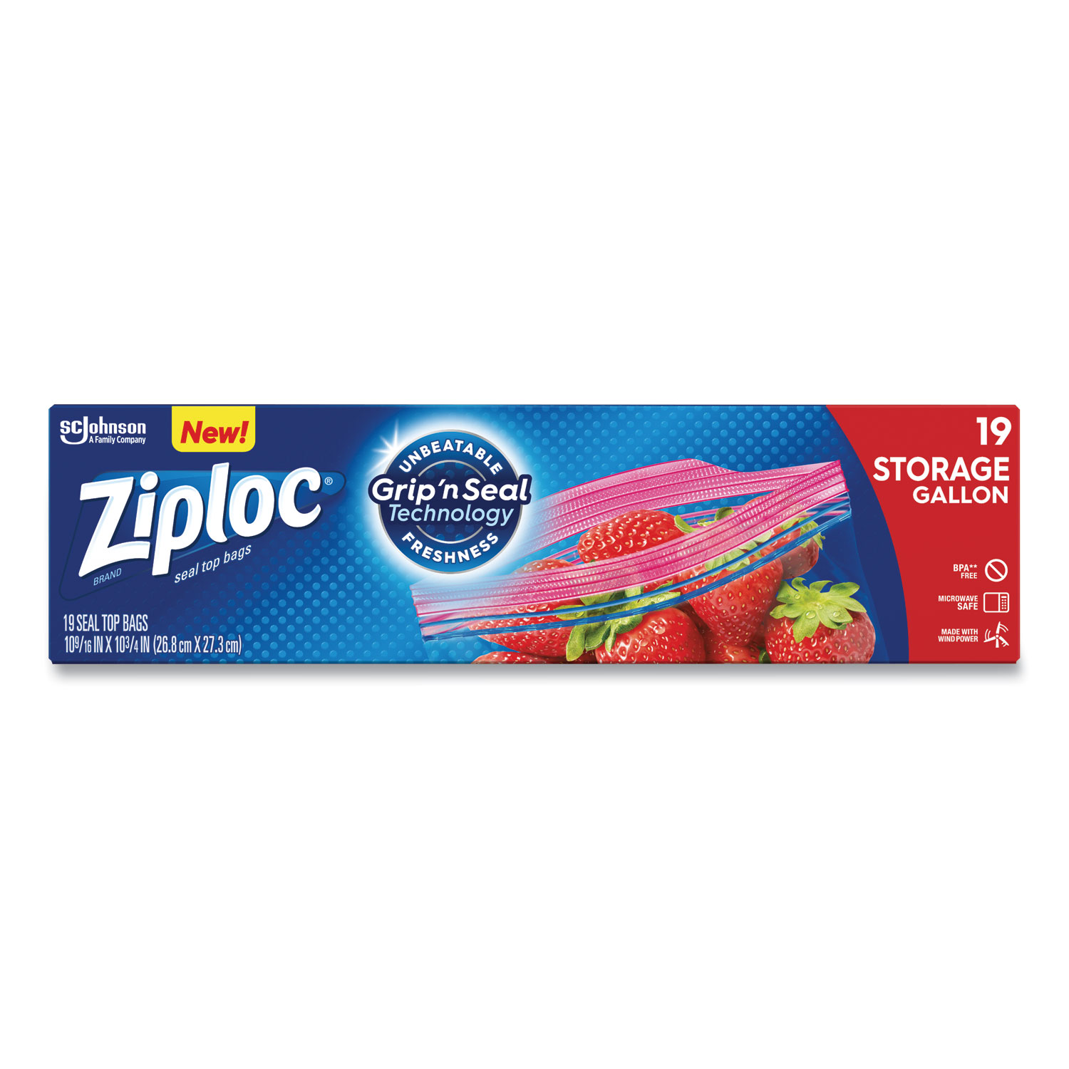  Ziploc 314467 Double Zipper Storage Bags, 1 gal, 1.75 mil, 9.6 x 12.1, Clear, 228/Carton (SJN314467) 