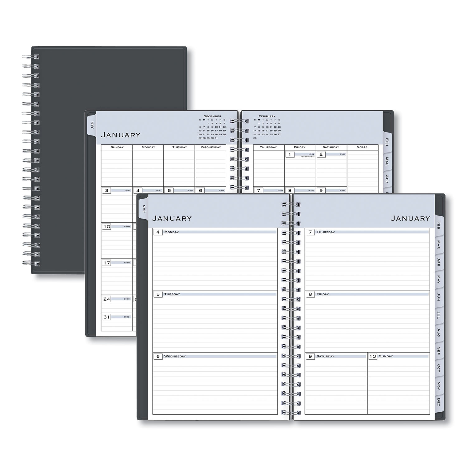  Blue Sky 100010 Passages Weekly/Monthly Wirebound Planner, 8 x 5, Charcoal, 2020 (BLS100010) 