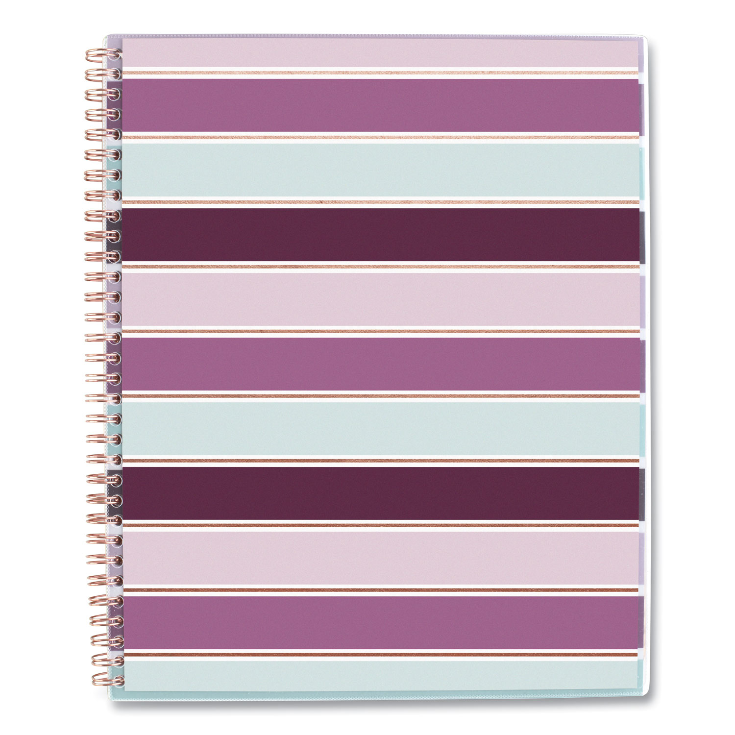 Cambridge® Ribbon Weekly/Monthly Planner, 11 x 8.5, Burgundy/Pink/Blue/White Striped, 2021