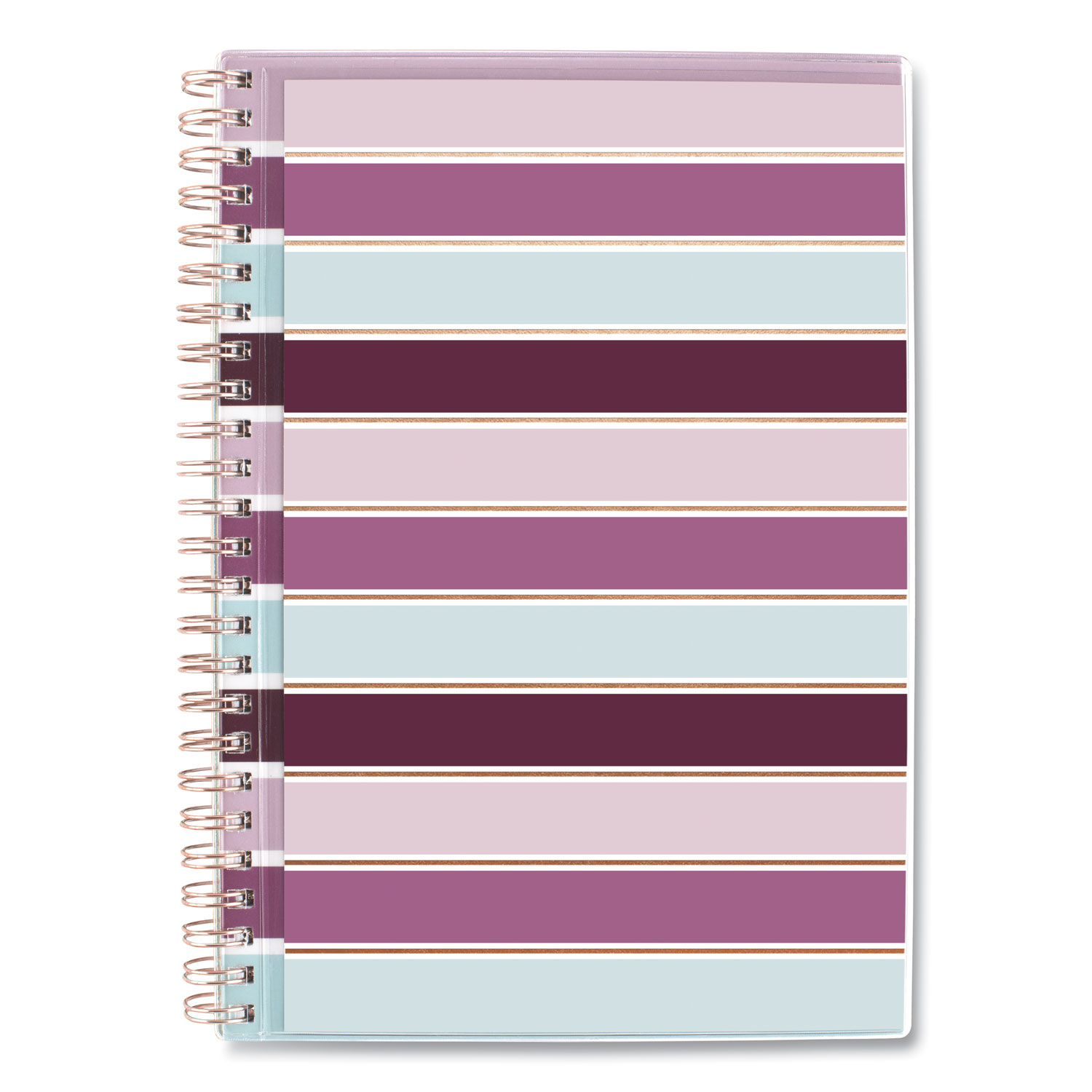  Cambridge 1455201 Ribbon Weekly/Monthly Planner, 8.5 x 5.5, Burgundy/Pink/Blue/White Striped, 2021 (AAG1455201) 