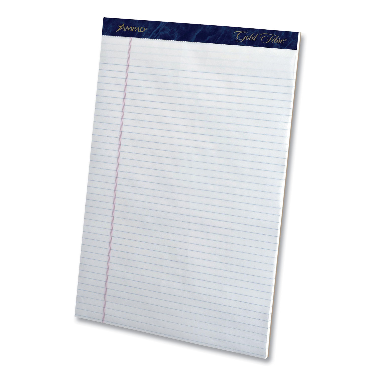 Ampad® Gold Fibre Writing Pads, Narrow Rule, 8.5 x 11.75, White, 50 Sheets, Dozen
