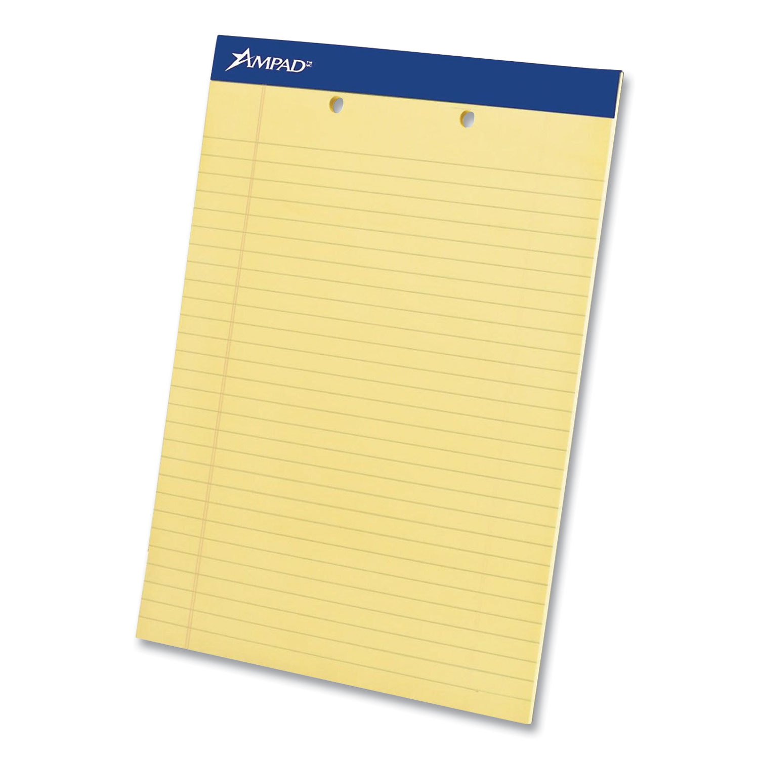  Ampad 20-224 Perforated Writing Pads,Wide/Legal Rule, Canary Sheets, 2-Hole Top Punched, 8.5 x 11.75, 50 Sheets, Dozen (AMP353666) 
