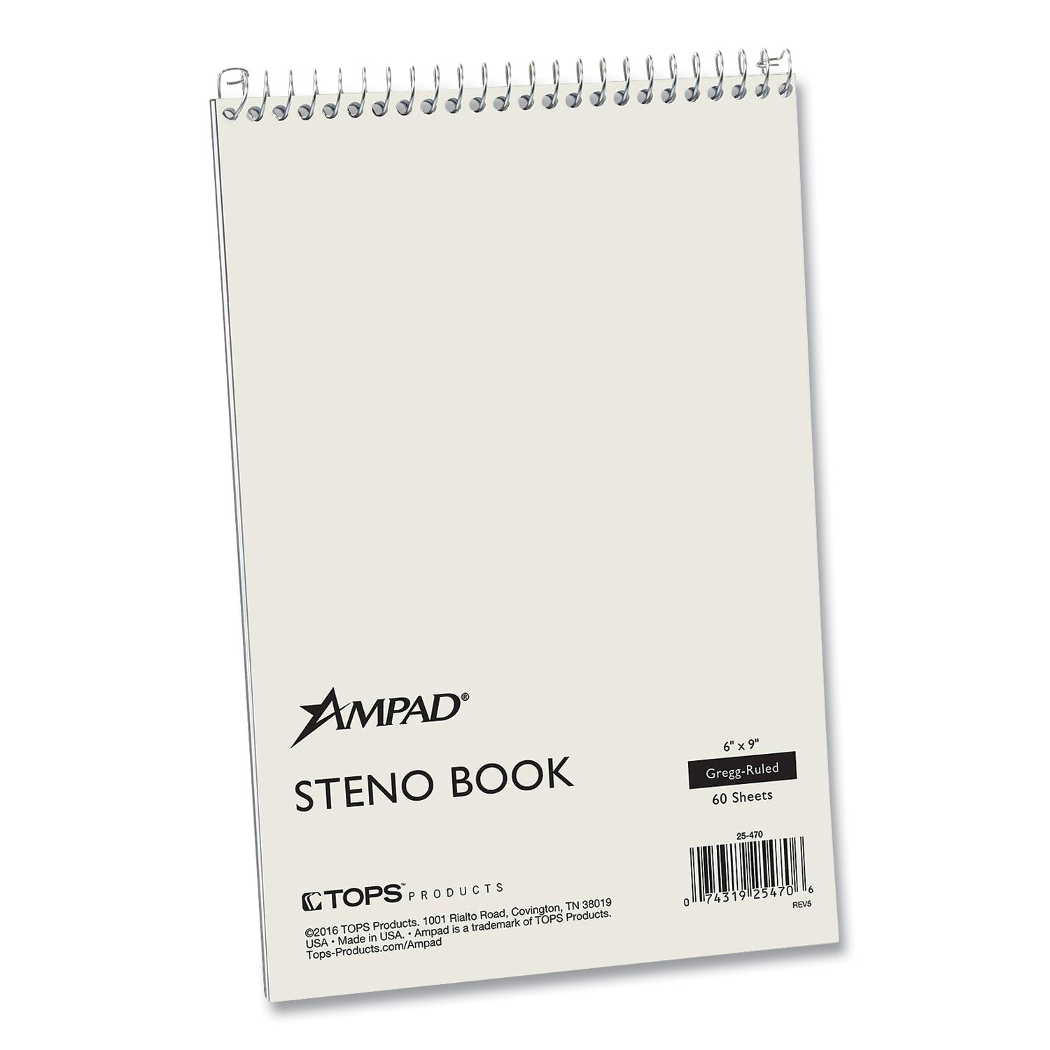  Ampad 25-470 Steno Books, Pitman Rule, White Cover, 6 x 9, 60 Green Tint Sheets (AMP532820) 