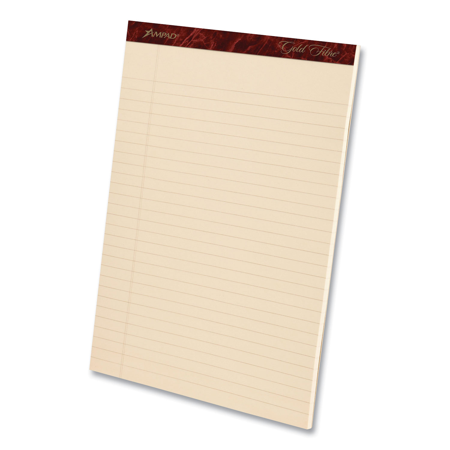 Ampad® Gold Fibre Retro Writing Pads, Wide/Legal Rule, 8.5 x 11.75, Antique Ivory, 50 Sheets, Dozen