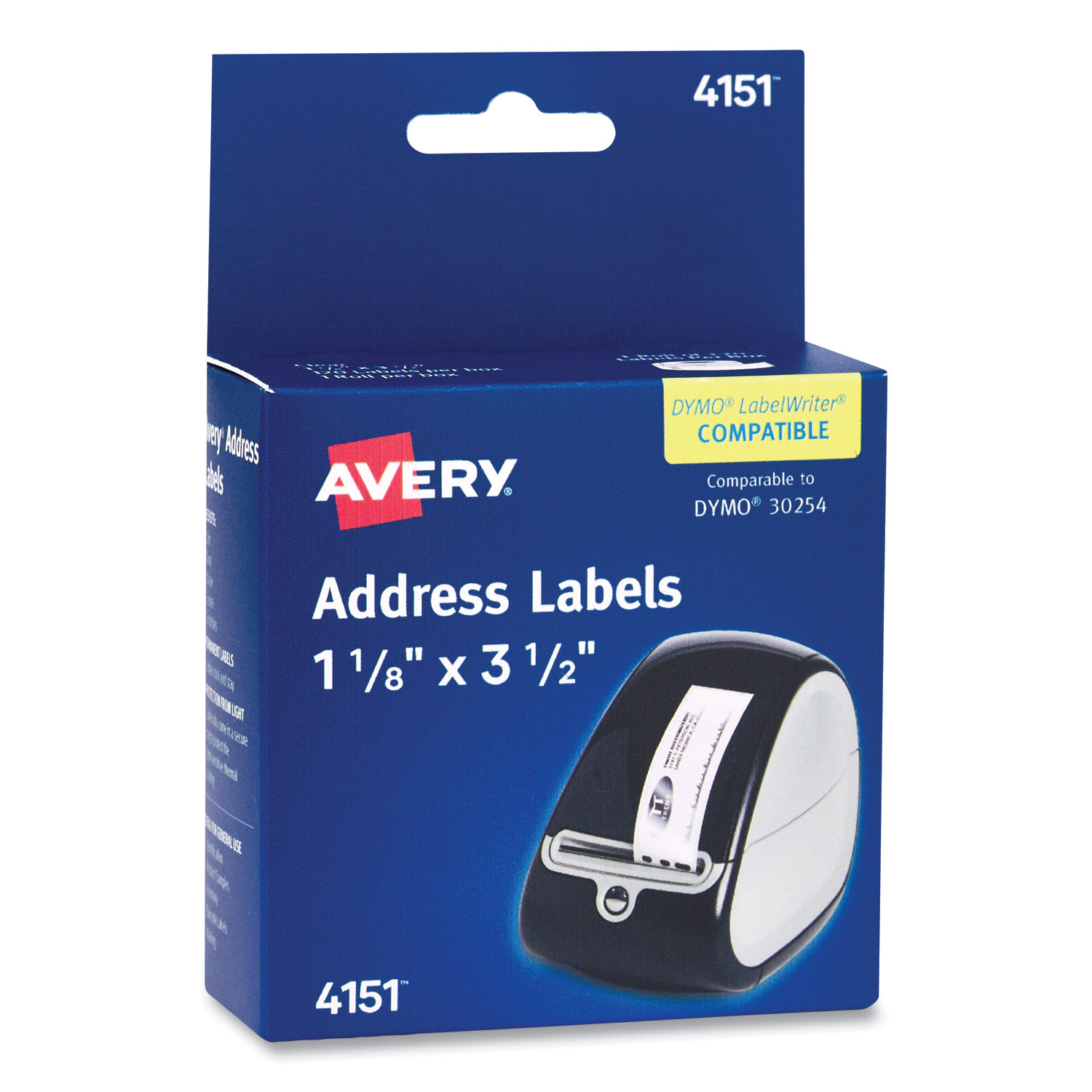  Avery 04151 Thermal Printer Labels, Thermal Printers, 1.13 x 3.5, Clear, 120/Roll, 1 Roll/Pack (AVE469825) 