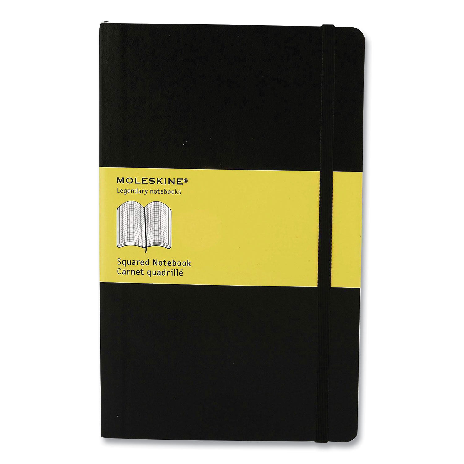 Moleskine® Hard Cover Notebook, Quadrille Ruled, Black Cover, 8.25 x 5, 120 Pages