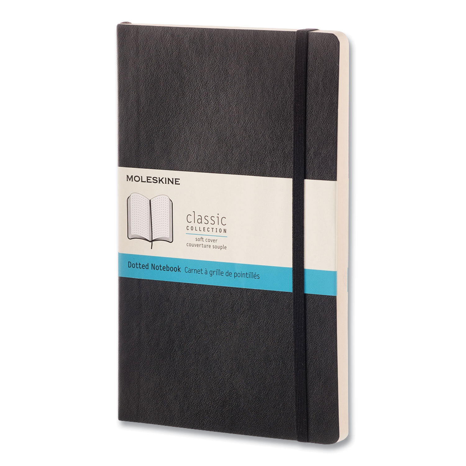 Moleskine® Classic Softcover Notebook, 1 Subject, Dotted Rule, Black Cover, 8.25 x 5
