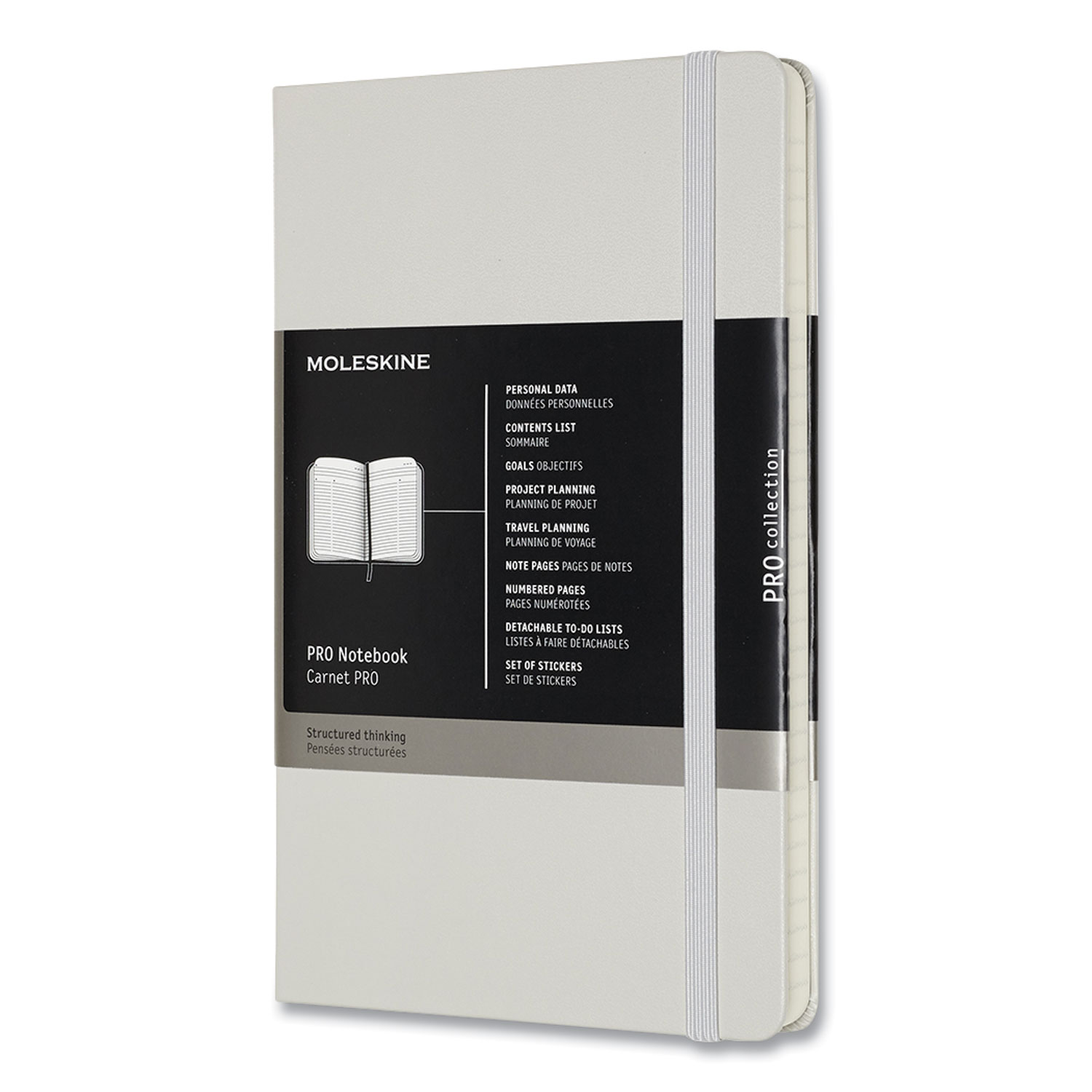 Moleskine® Professional Notebook, Narrow Rule, Pearl Gray Cover, 8.25 x 5