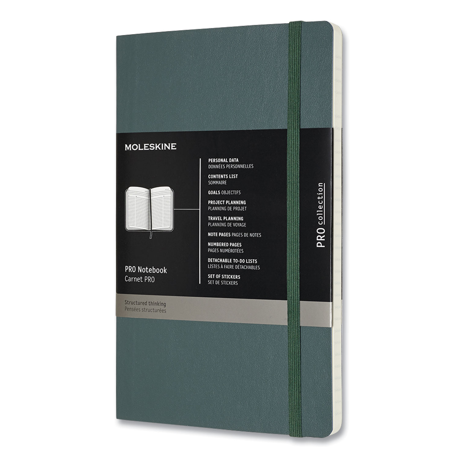  Moleskine 620794 Professional Notebook, Narrow Rule, Forest Green Cover, 8.25 x 5 (HBG24328593) 
