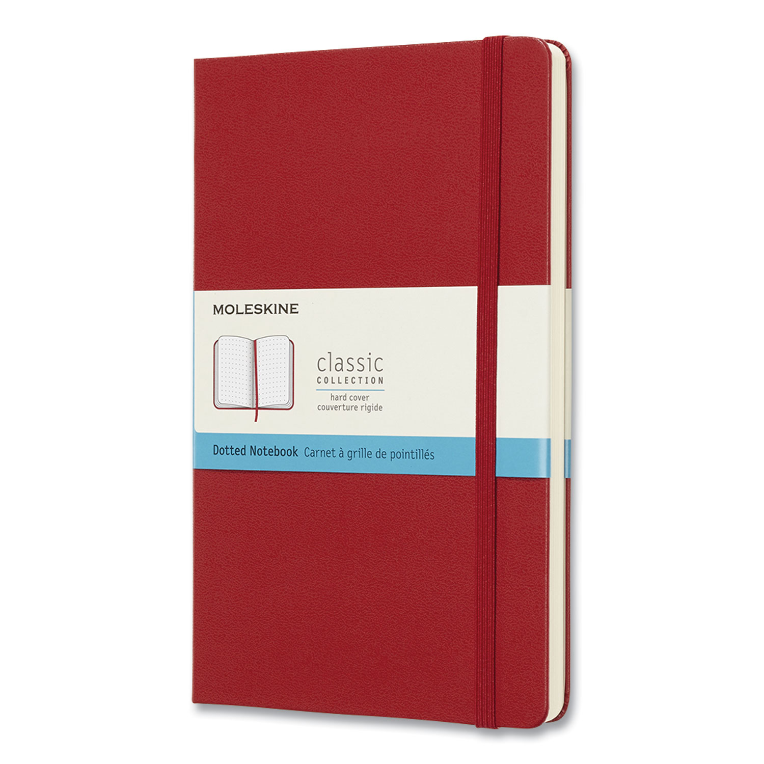 Moleskine® Classic Collection Hard Cover Notebook, Dotted Rule, Scarlet Red Cover, 5 x 8.25