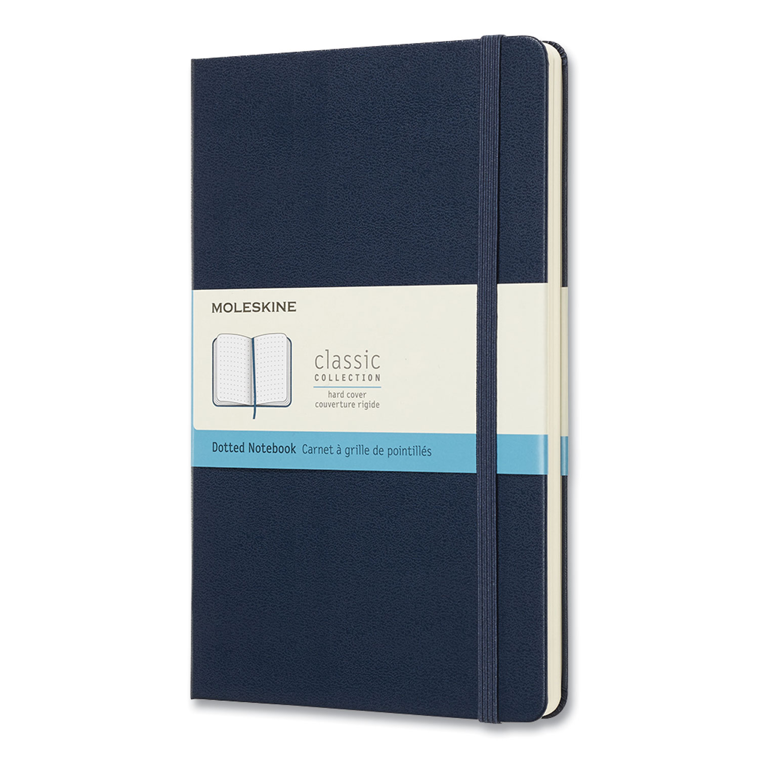 Moleskine® Classic Collection Hard Cover Notebook, Dotted Ruled, Sapphire Blue Cover, 8.25 x 5