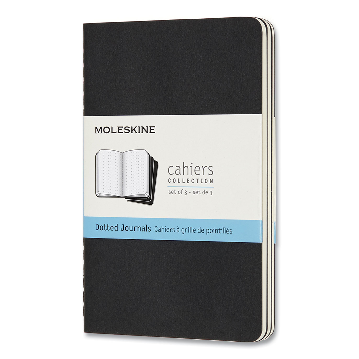 Moleskine® Cahier Journal, Dotted Ruled, Black Cover, 3/Pack