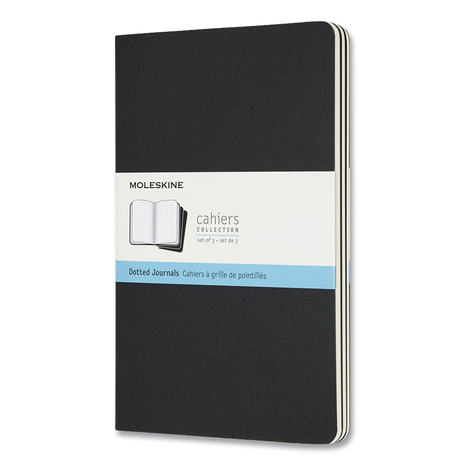 Moleskine® Cahier Journal, Dotted Ruled, Black Cover, 8.25 x 5, 3/Pack