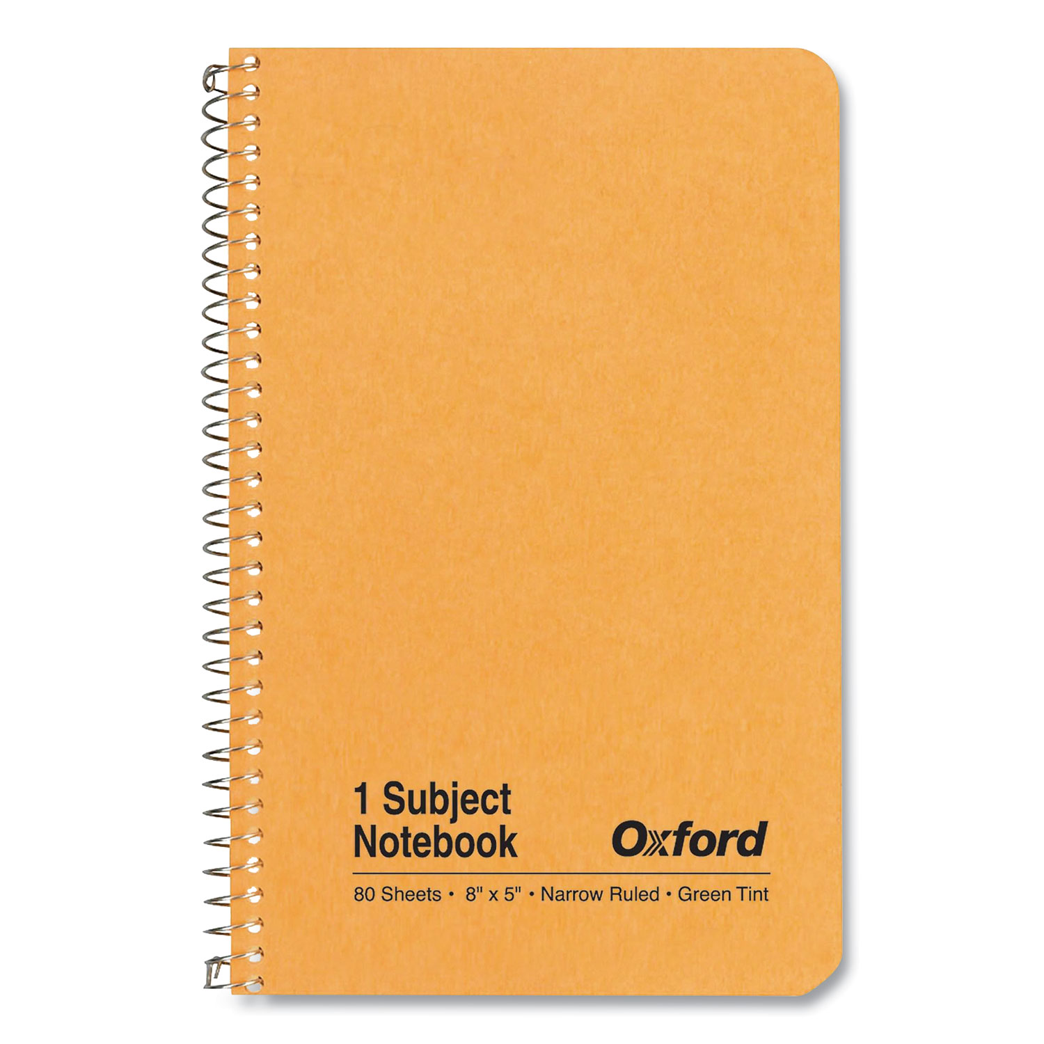 Oxford™ One-Subject Notebook, Narrow Rule, Kraft Cover, 5 x 8, 80 Green Tint Sheets