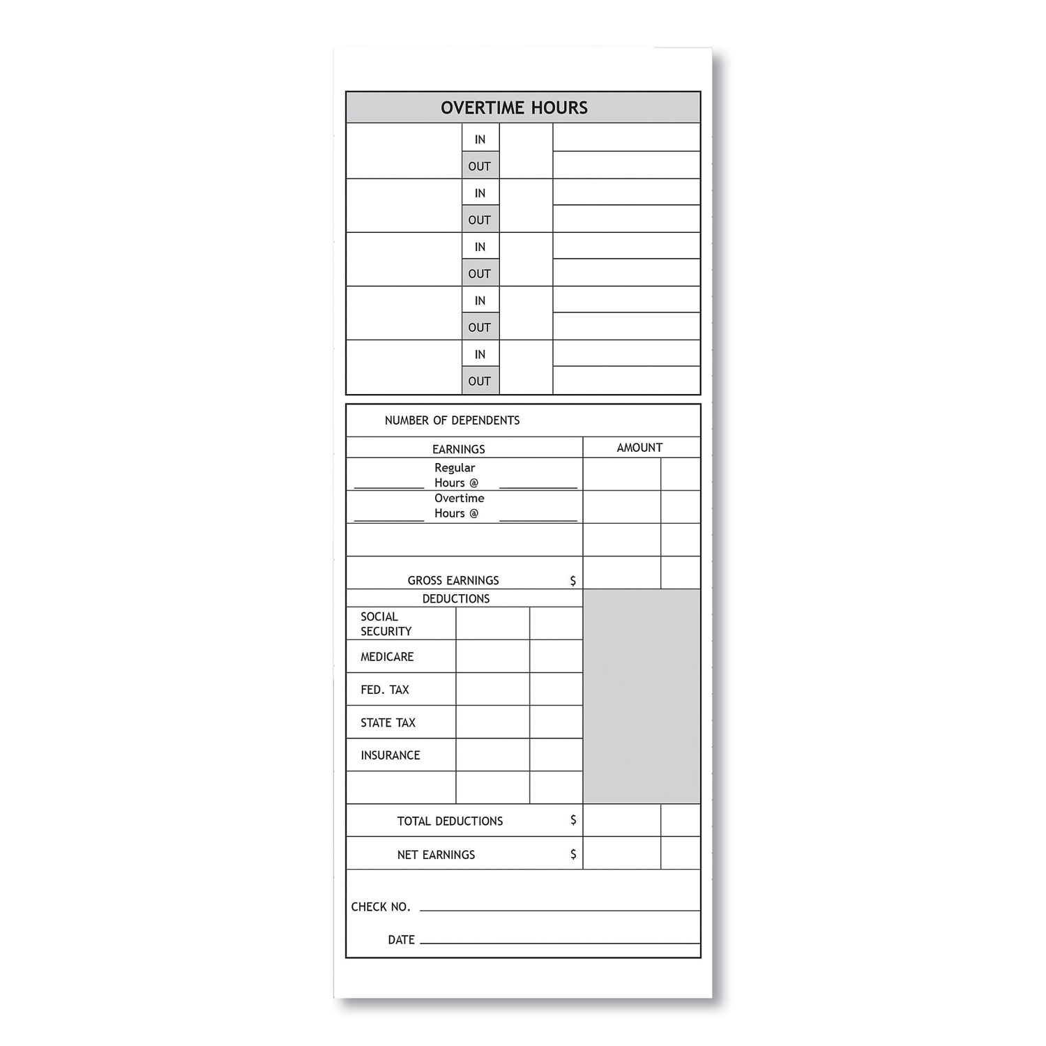 Pyramid Technologies Time Cards for Models 1000, 2000 Time Clocks, Weekly, Two Sided, 3.5 x 9, 100/Pack