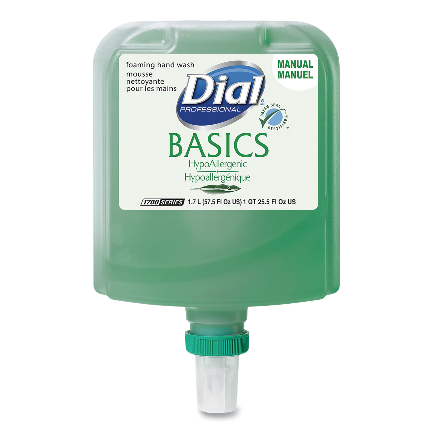 Dial® Professional Dial 1700 Manual Refill Basics Foaming Hand Wash, Honeysuckle, 1.7 L Bottle