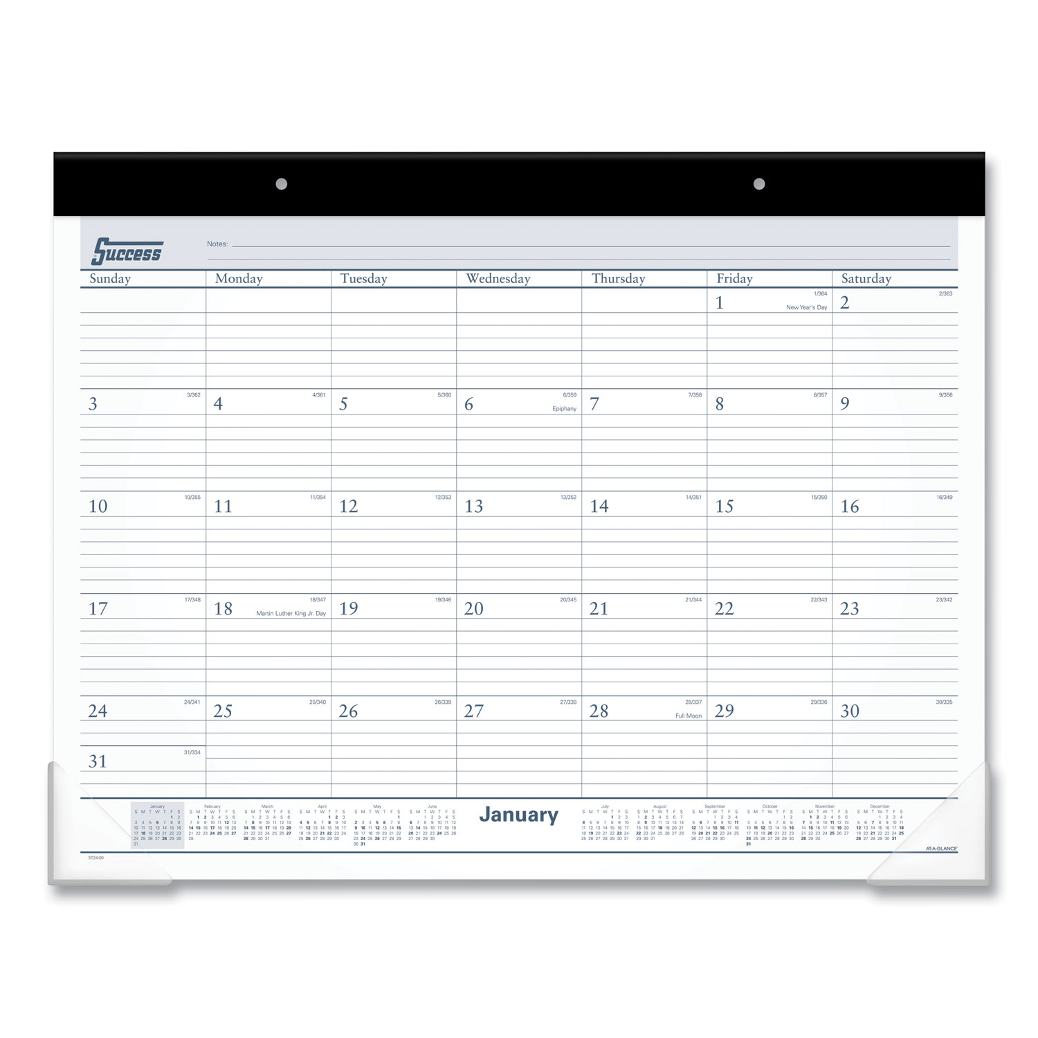  AT-A-GLANCE ST2400 Desk Pad, 21.75 x 17, White, 2021 (AAGST2400) 