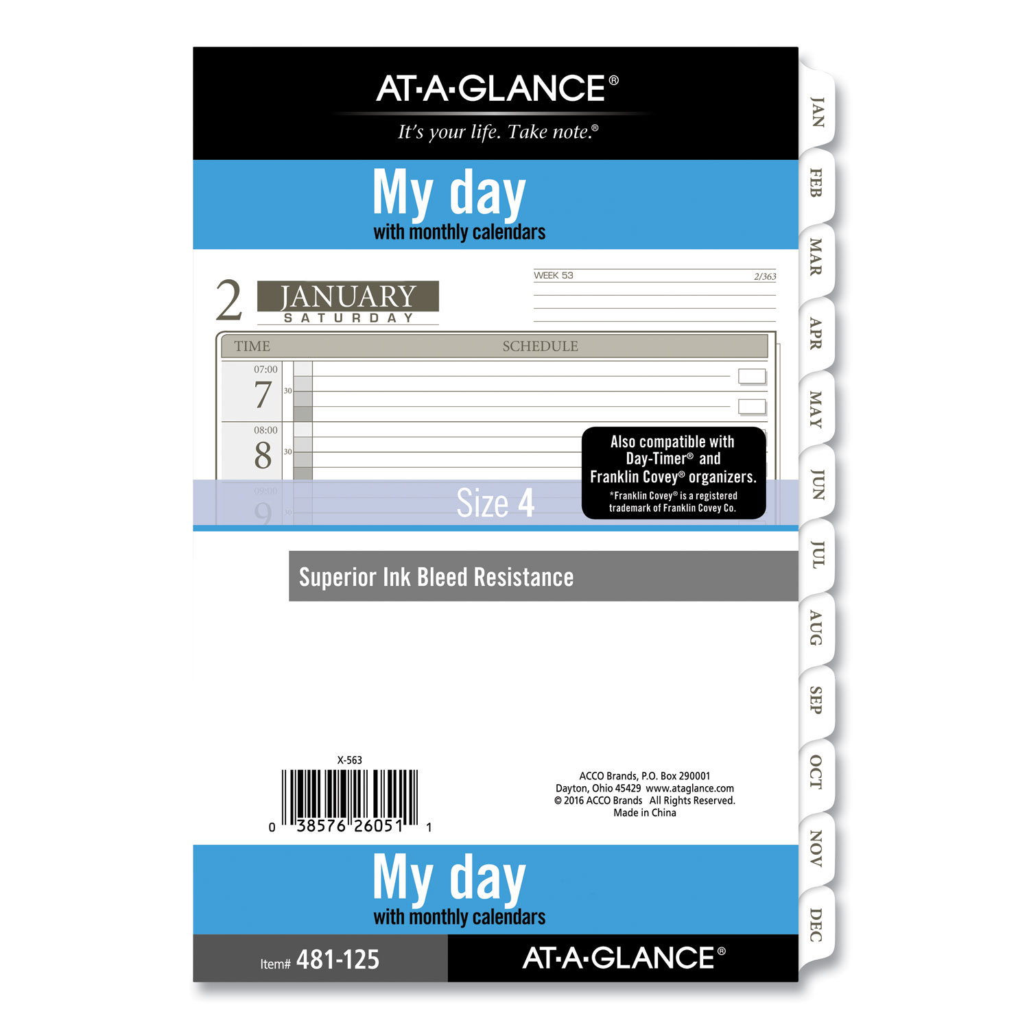 AT-A-GLANCE® 1-Page-Per-Day Planner Refills, 8.5 x 5.5, White, 2021