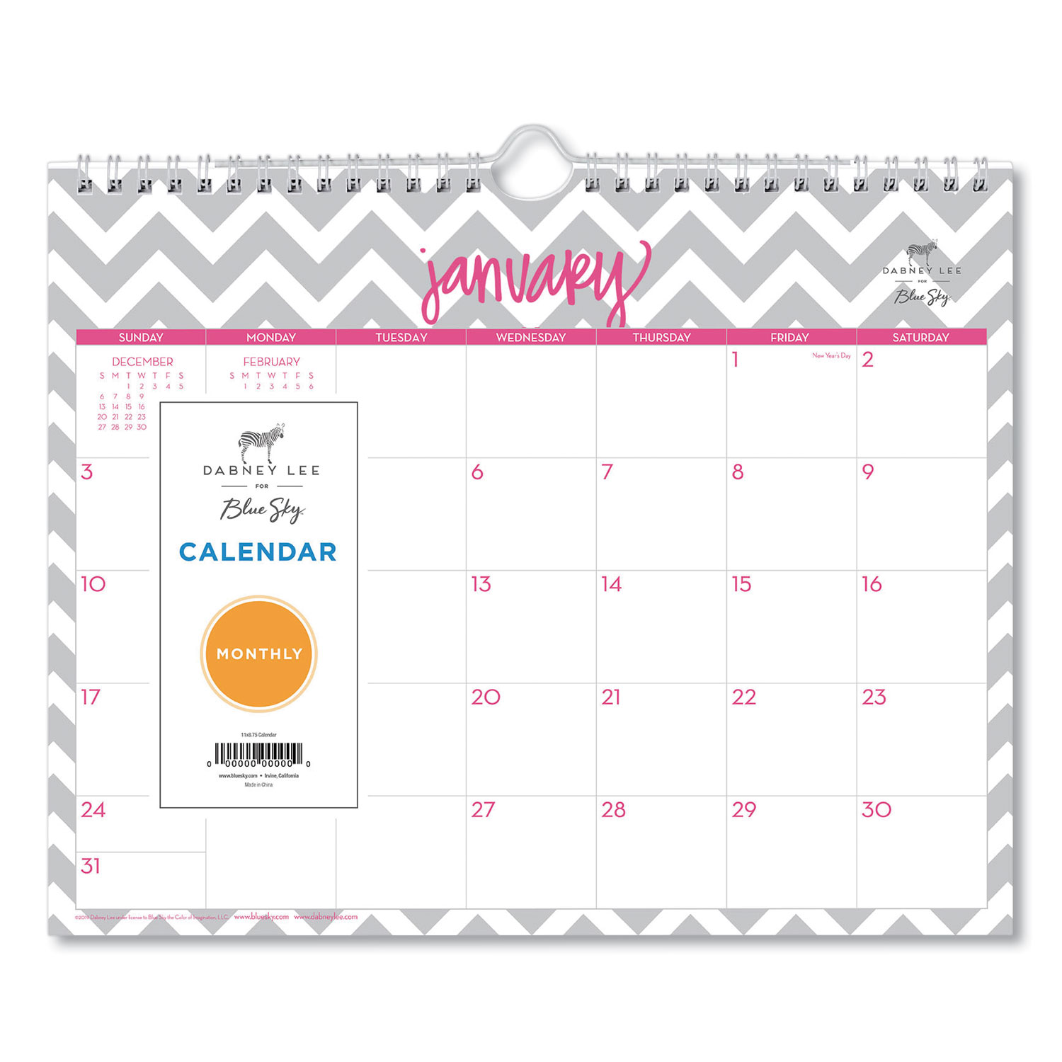 Dabney Lee Ollie Wirebound Wall Calendar Gray Pink 11 X 8 75 2021 Alphapointe