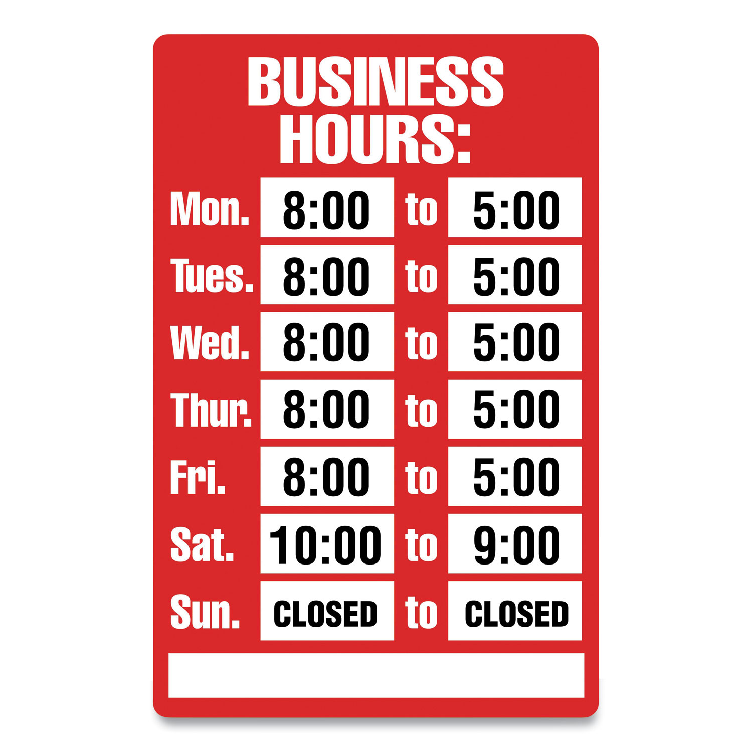  COSCO 098071 Open/Closed Business Hours Sign Kit, 8 x 12, Red (CSC712511) 