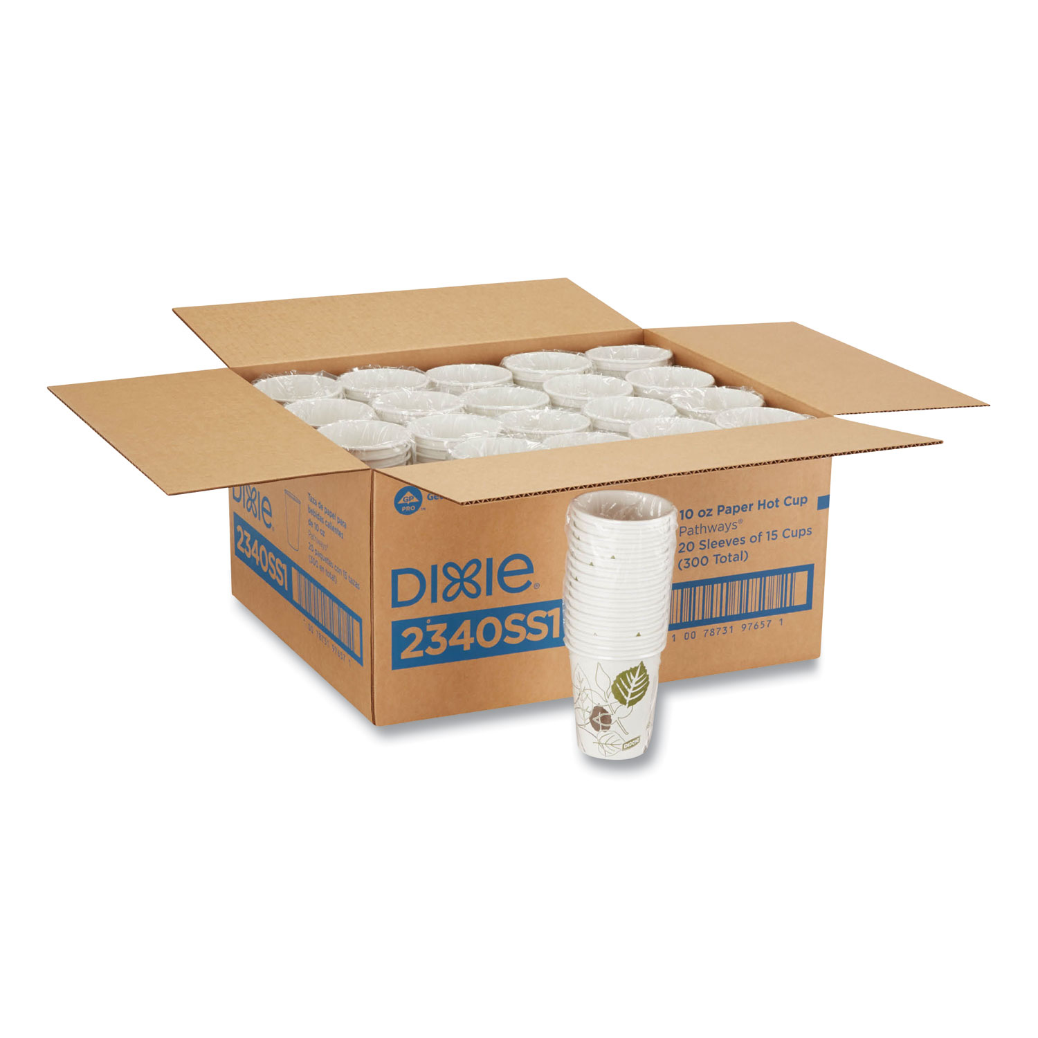  Dixie 2340SS1 Pathways Paper Hot Cups, 10 oz, 15/Bag, 20 Bags/Carton (DXE24396356) 