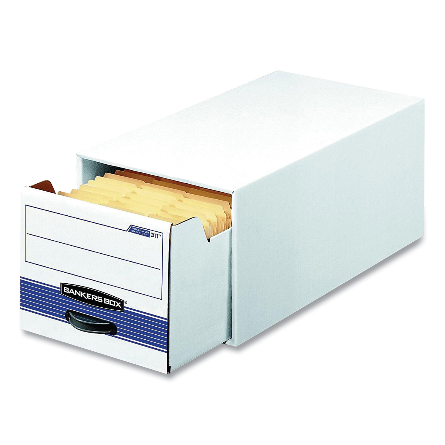  Bankers Box 00722 STOR/DRAWER Basic Space-Savings Storage Drawers, Legal Files, 16.75 x 19.5 x 11.5, White/Blue (FEL392764) 