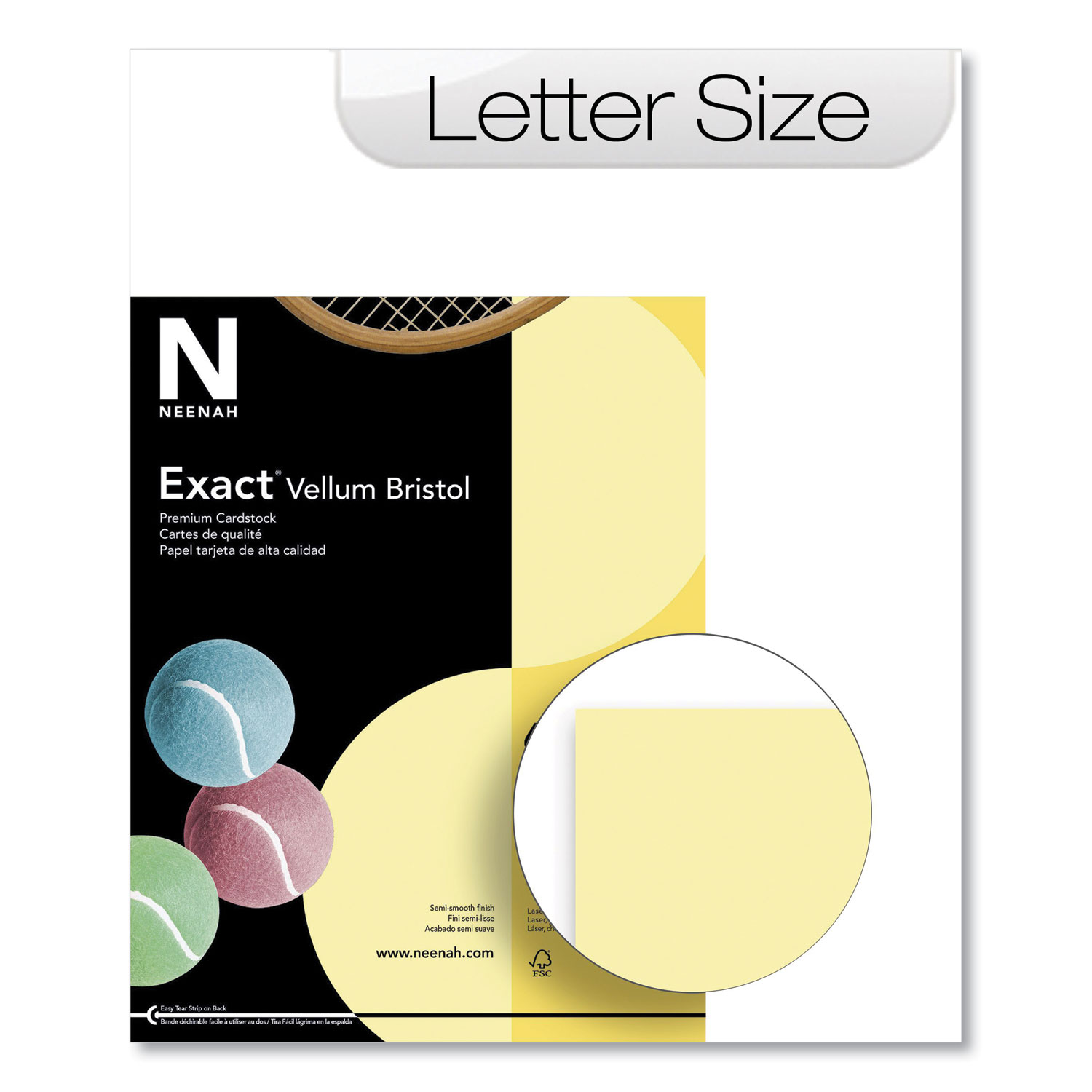 Neenah Paper Exact Vellum Bristol Cover Stock, 67lb, 8.5 x 11, Yellow, 100/Pack