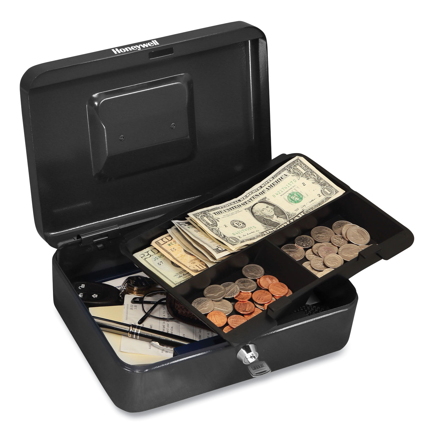 Honeywell Cash Management Box, 7.9 x 6.5 x 3.5, Black