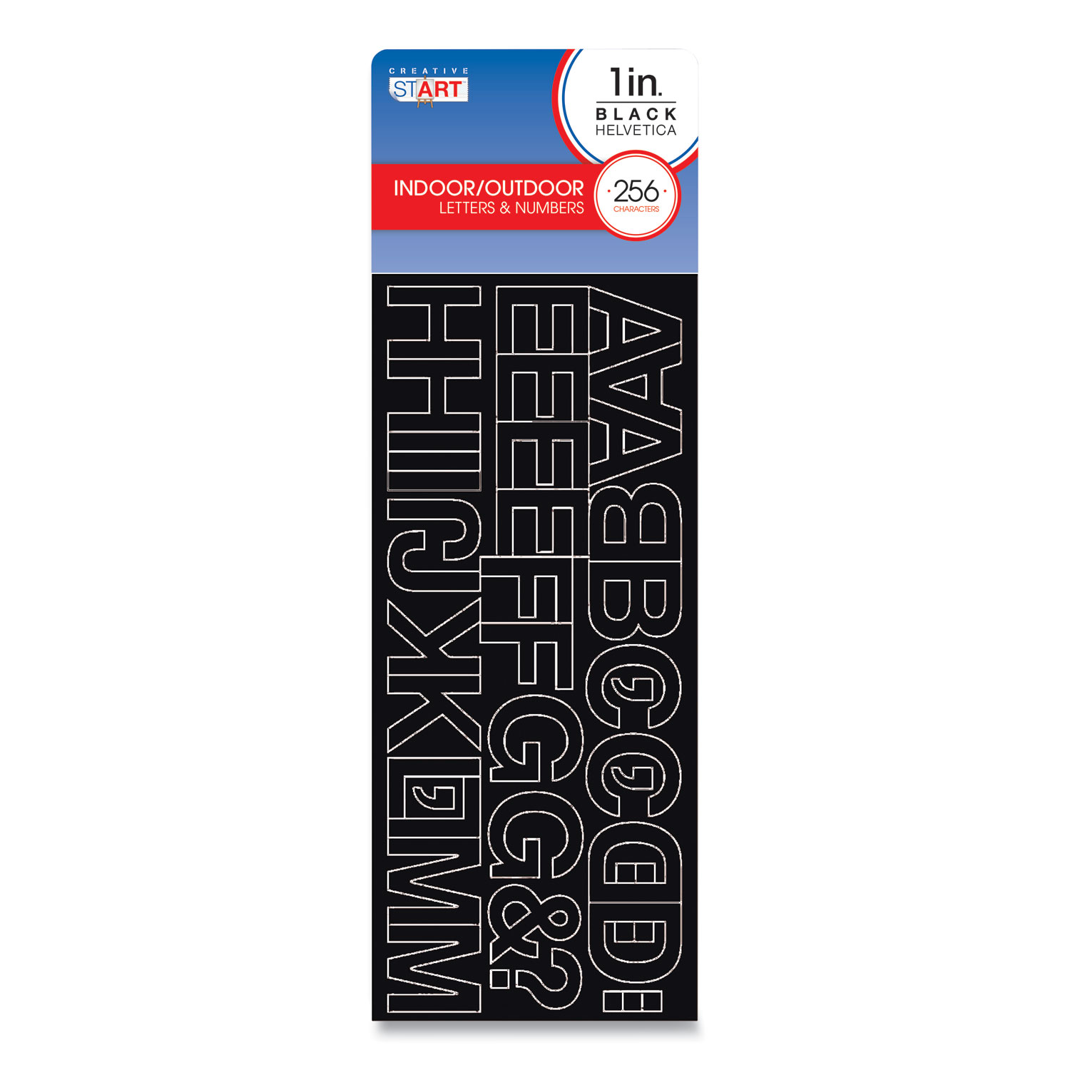 Creative Start® Letters, Numbers & Symbols, Adhesive, 1, Black with White Outline, 256 Characters