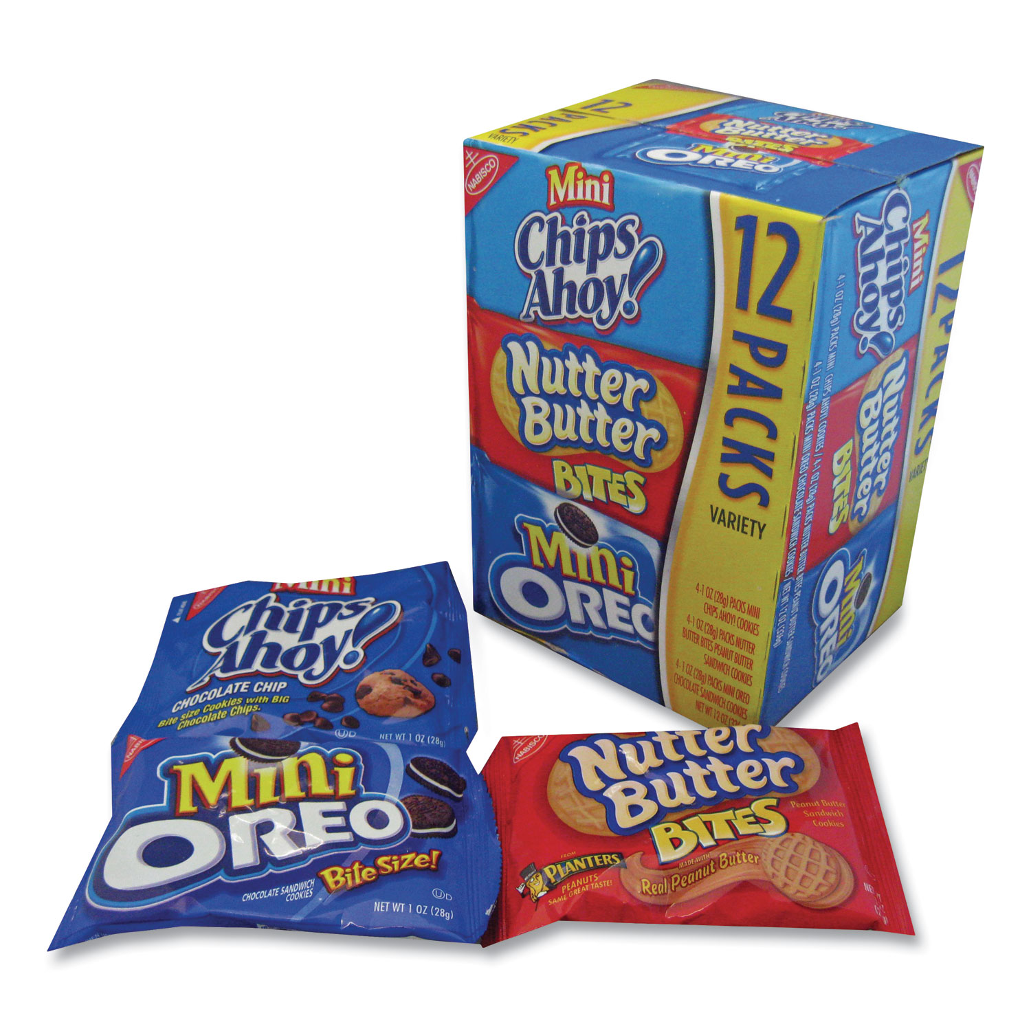 Nabisco® Mini Variety Pack Cookies, 1 oz, Mini Chips Ahoy, Mini Oreos, Nutter Butter Bites, 48/Carton