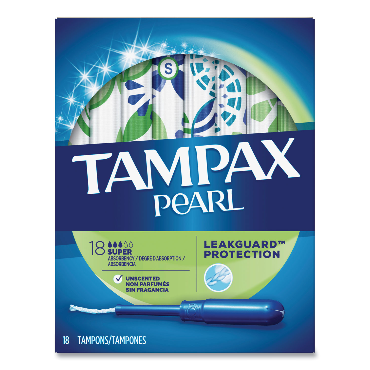  Tampax 37908 Pearl Tampons, Super, 18/Box (PGC285351) 