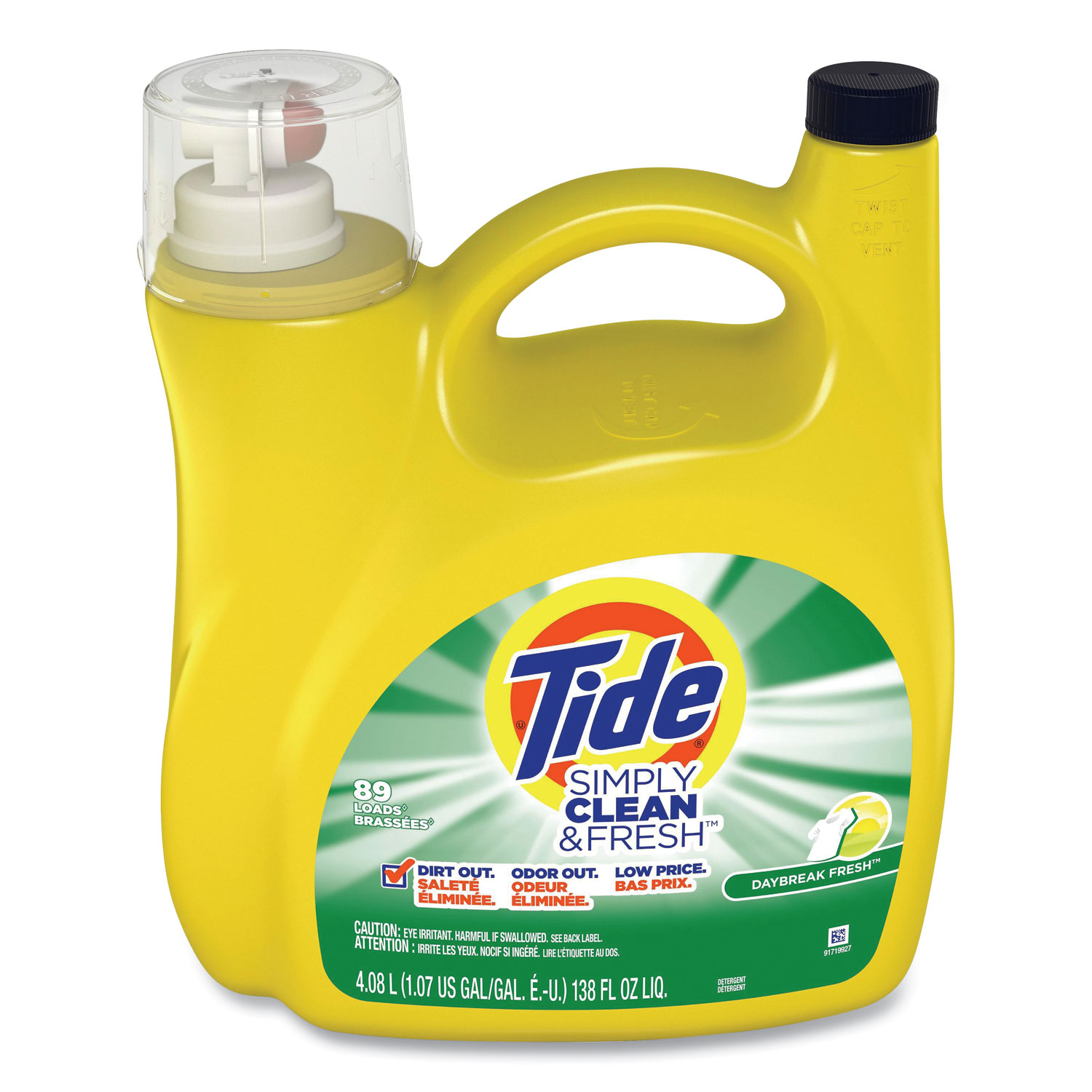  Tide 89130/44800 Simply Clean and Fresh Laundry Detergent, Daybreak Fresh, 138 oz Bottle (PGC2067132) 