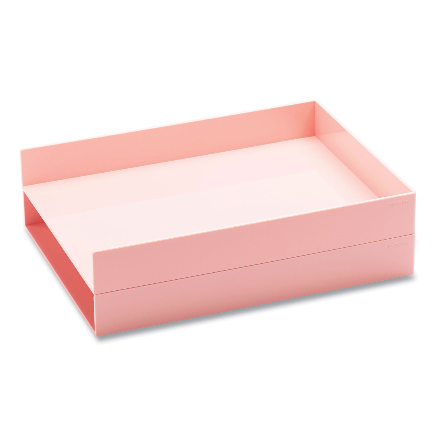  Poppin 104440 Stackable Letter Trays, 1 Section, Letter Size Files, 9.75 x 12.5 x 1.75, Blush, 2/Pack (PPJ2657272) 