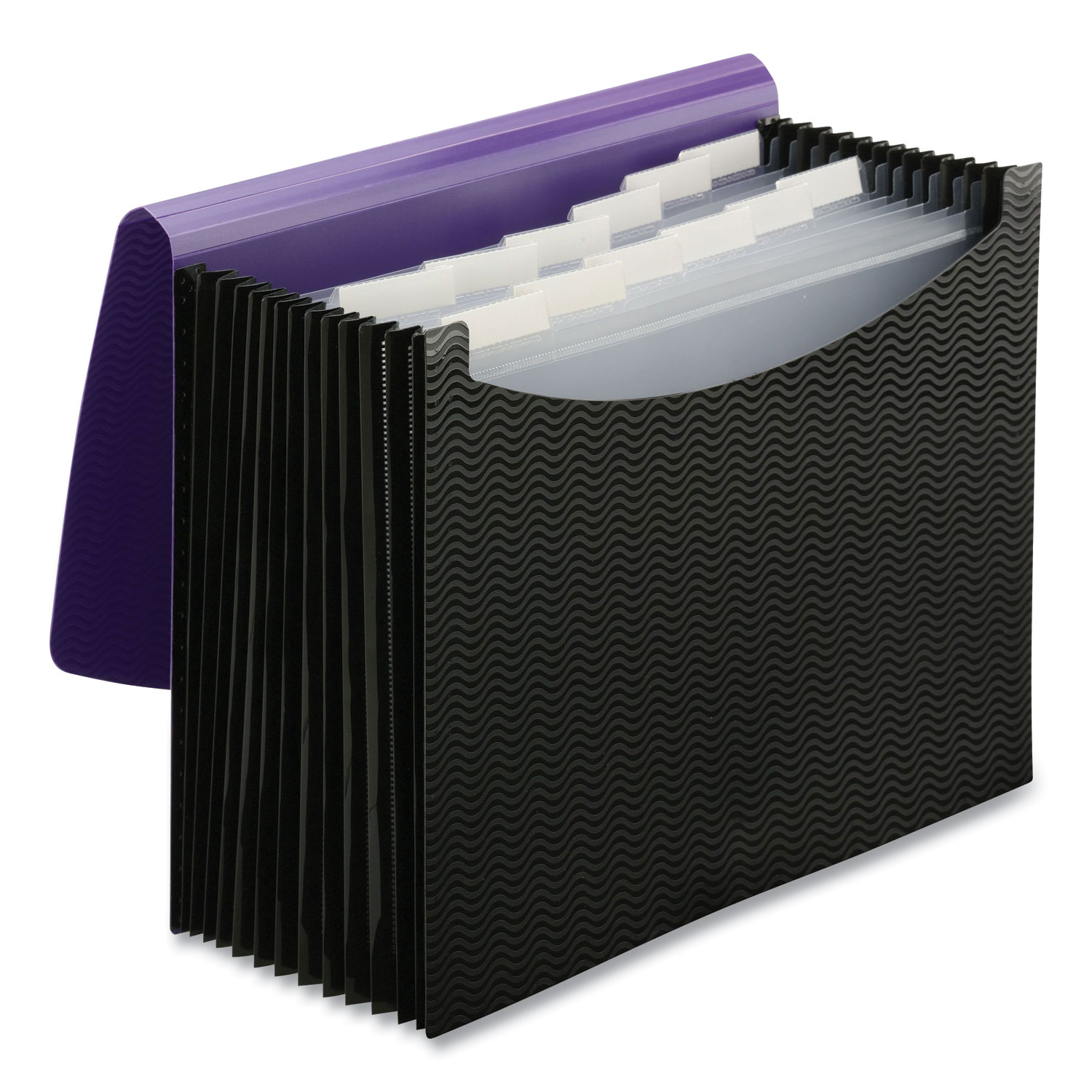 Smead® 12-Pocket Poly Expanding File, 0.88 Expansion, 12 Sections, 1/6-Cut Tab, Letter Size, Black/Purple